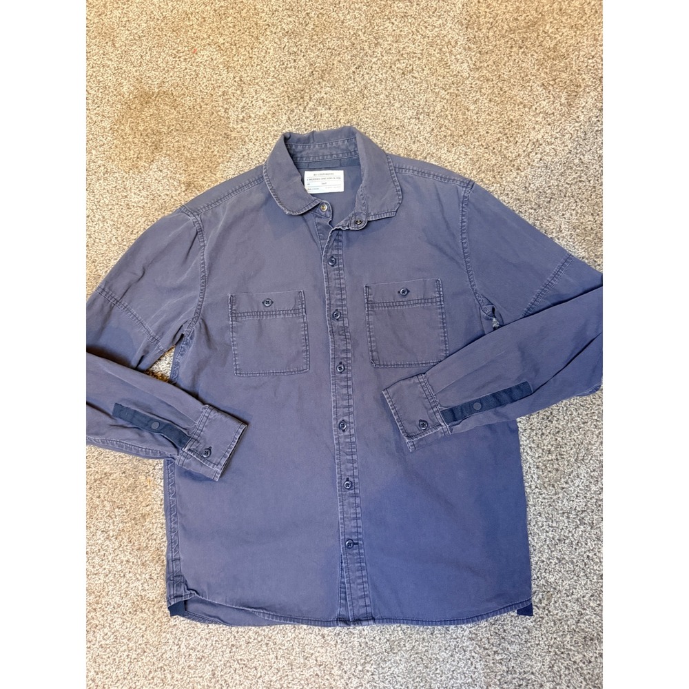 REI Co-op Mens Small Gray Cotton Canvas Utility Button Down Long Sleeve Shirt